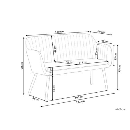 Sofa 2-osobowa welurowa czarna TABY