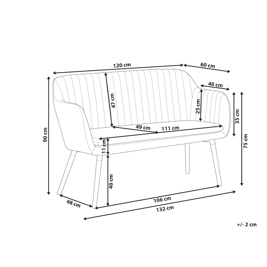 Sofa 2-osobowa welurowa czarna TABY