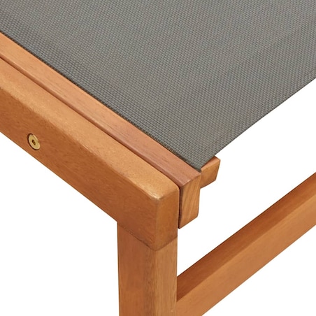 vidaXL Krzesło ogrodowe z podnóżkiem, szare, eukaliptus i textilene