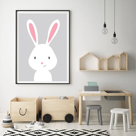 Plakat dla dzieci Królik szary 40x50