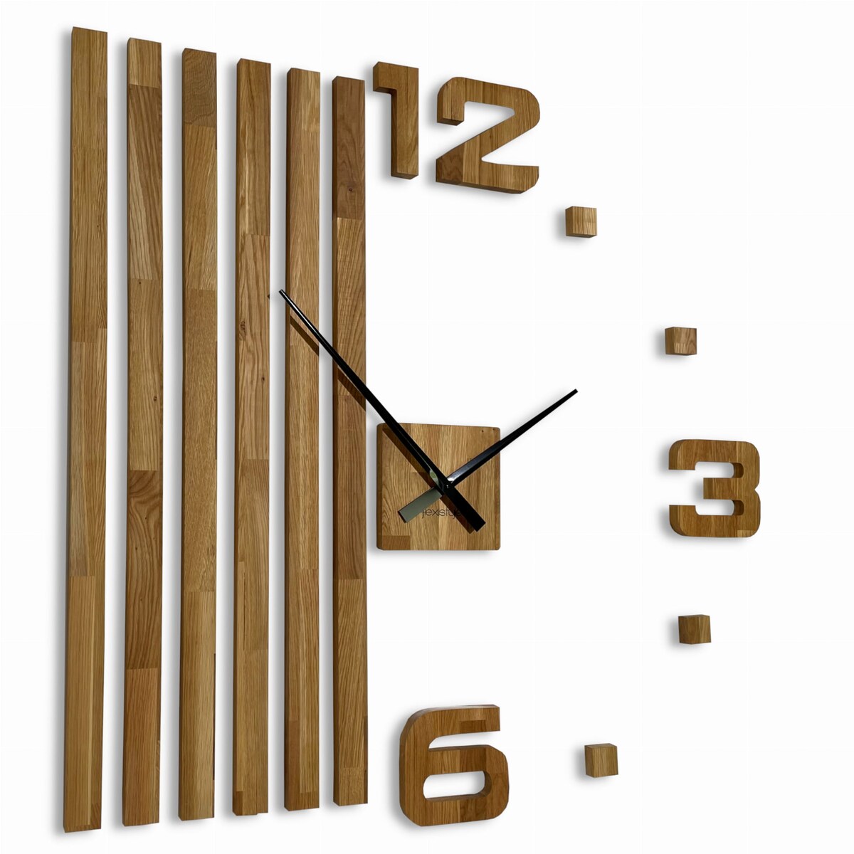 Drewniany zegar ścienny dębowy LAMELE 100cm