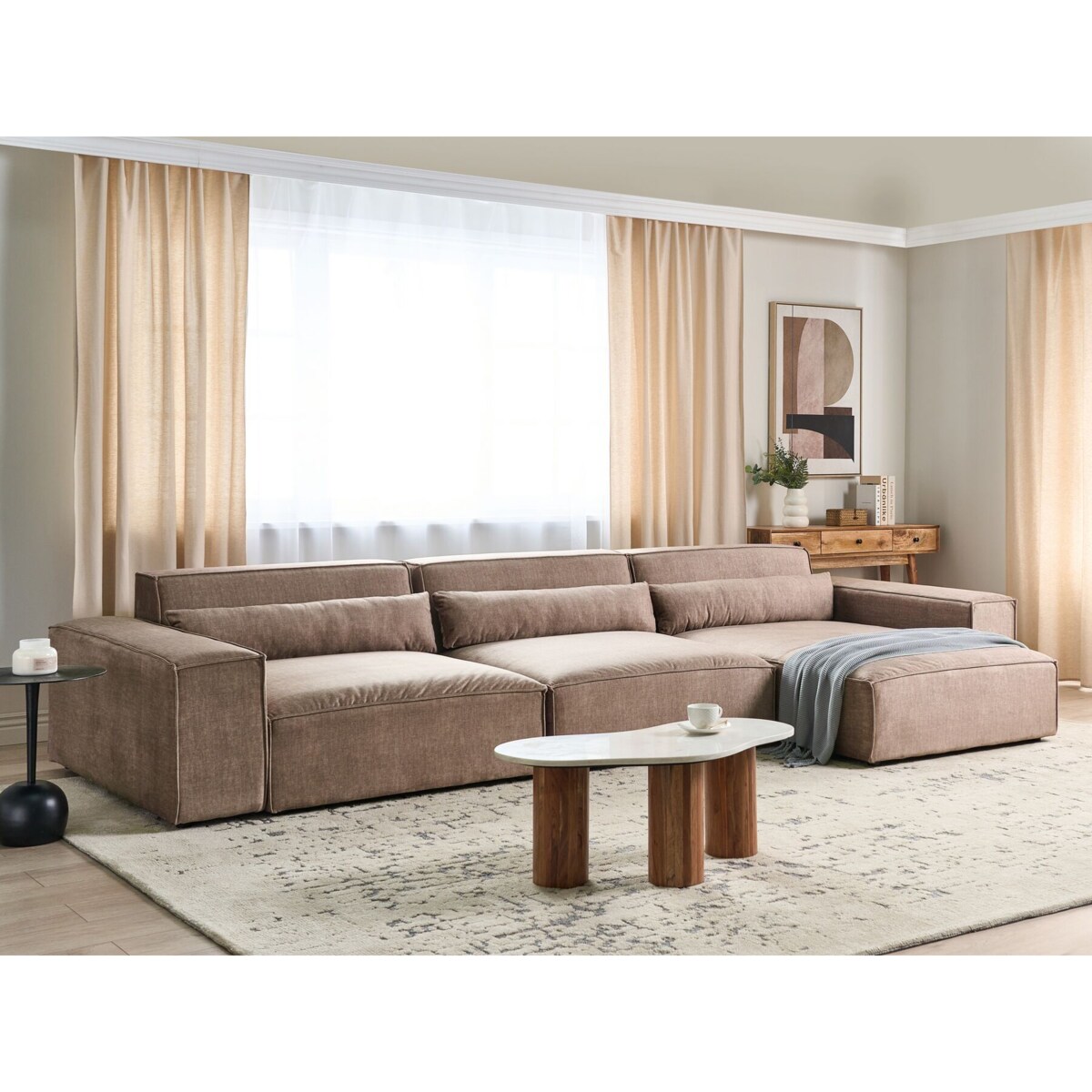 Sofa narożna HELLNAR Jasnobrązowy Lewostronny