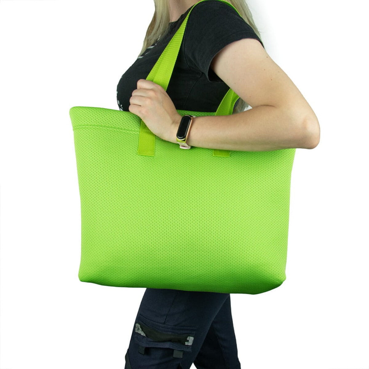 Torba na zakupy lub plażę zielona 45×33 cm