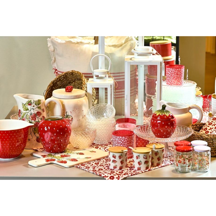 Słoik na dżem dekoracyjny truskawka STRAWBERRY, 380 ml