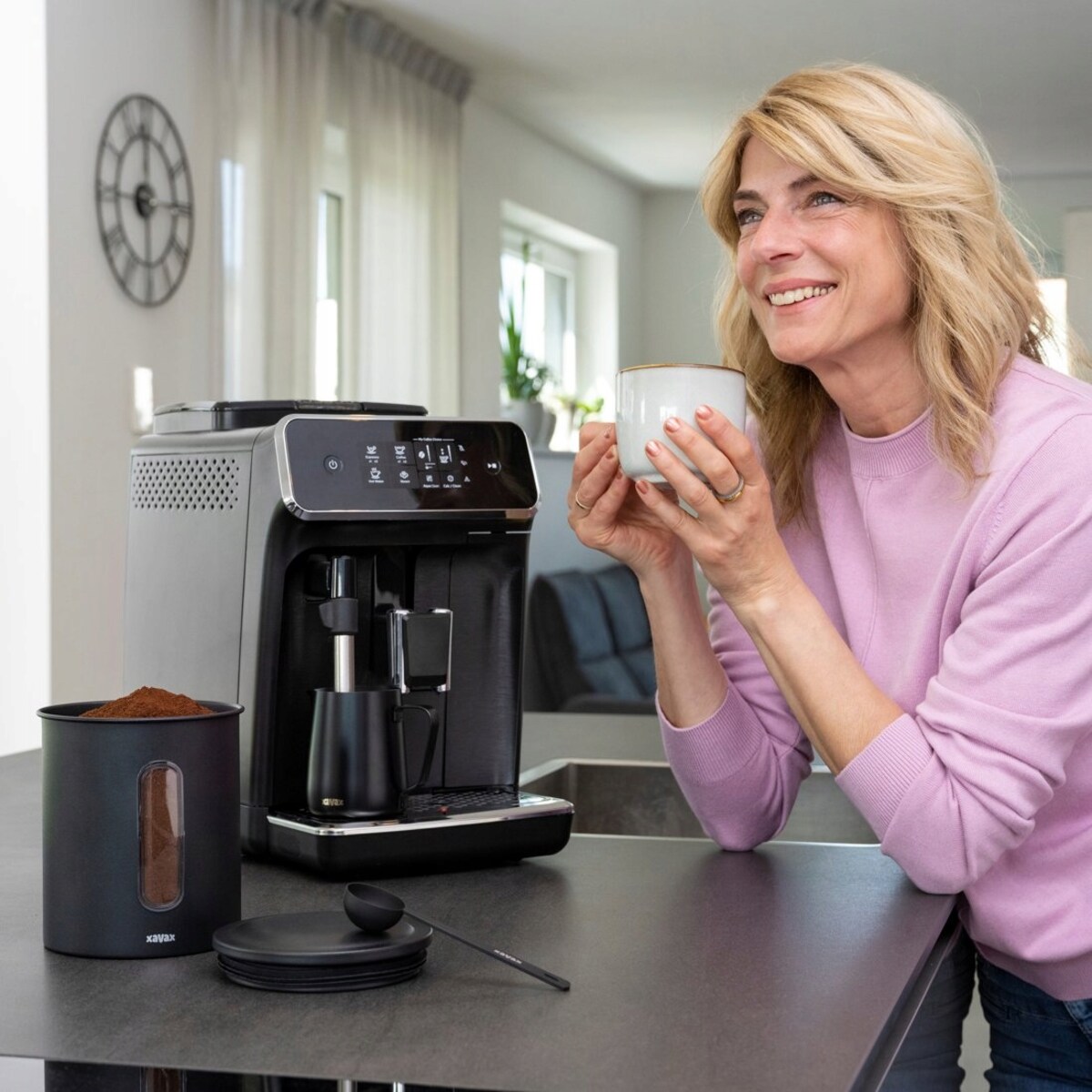 XAVAX Pojemnik do kawy 500g stal nierdzewna czarny mat BARISTA