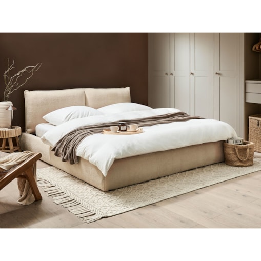 Łóżko Boucle VINAY 180 x 200 cm Jasnobeżowy