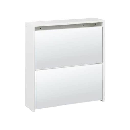 Szafka na buty 2 przegrody lustrzane fronty biała MIDFIELD