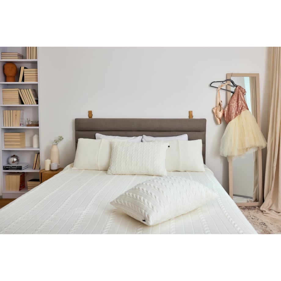 Poszewka warkocz podłużna off white, 40 x 60 cm, La Manta