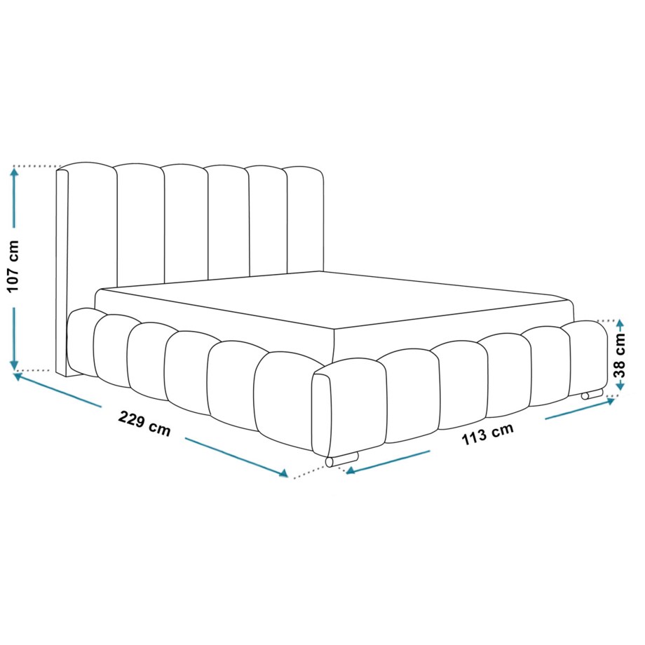 Łóżko tapicerowane 90x200 BEN 18 jednoosobowe, z pojemnikiem - granatowe