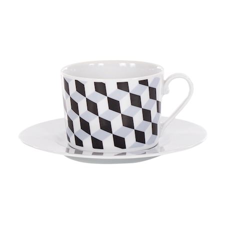 Zestaw filiżanek ze spodkami dla 6 osób 12 el. Cosmopolitan Geometryczny G140