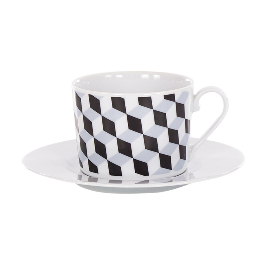 Zestaw filiżanek ze spodkami dla 6 osób 12 el. Cosmopolitan Geometryczny G140