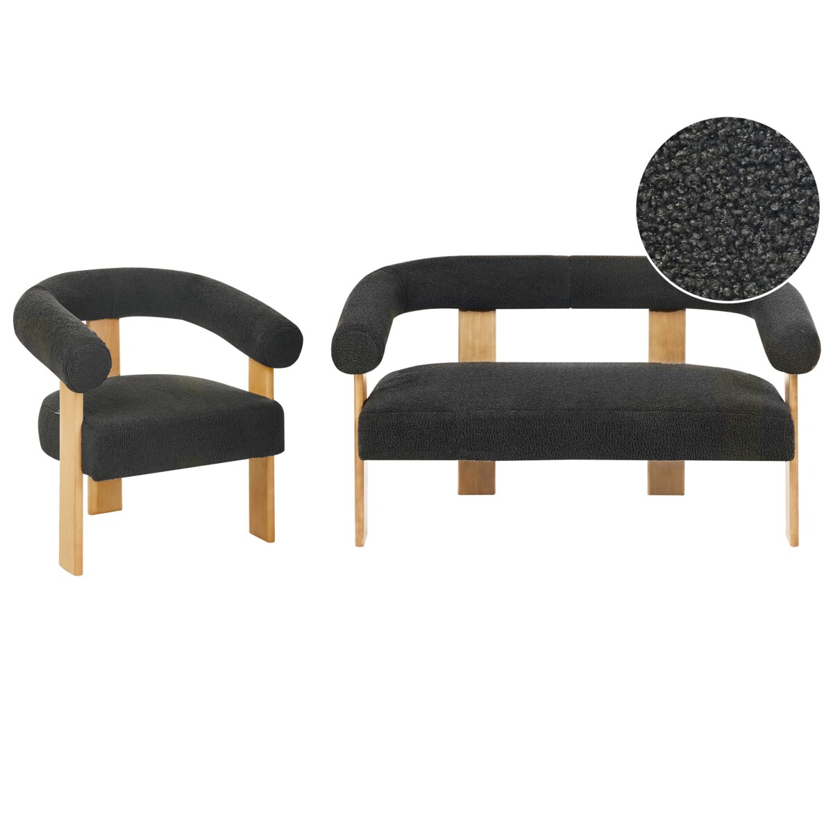 Komplet wypoczynkowy ILBRO Boucle Czarny/ jasny brąz