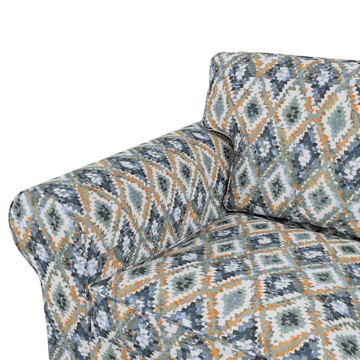 Pokrowiec na sofę Ektorp 2-osobową, nierozkładaną, kremowe wzory azteckie na kremowym niebiesko-miętowym tle, 173 x 83 x 73 cm, Cosy Home