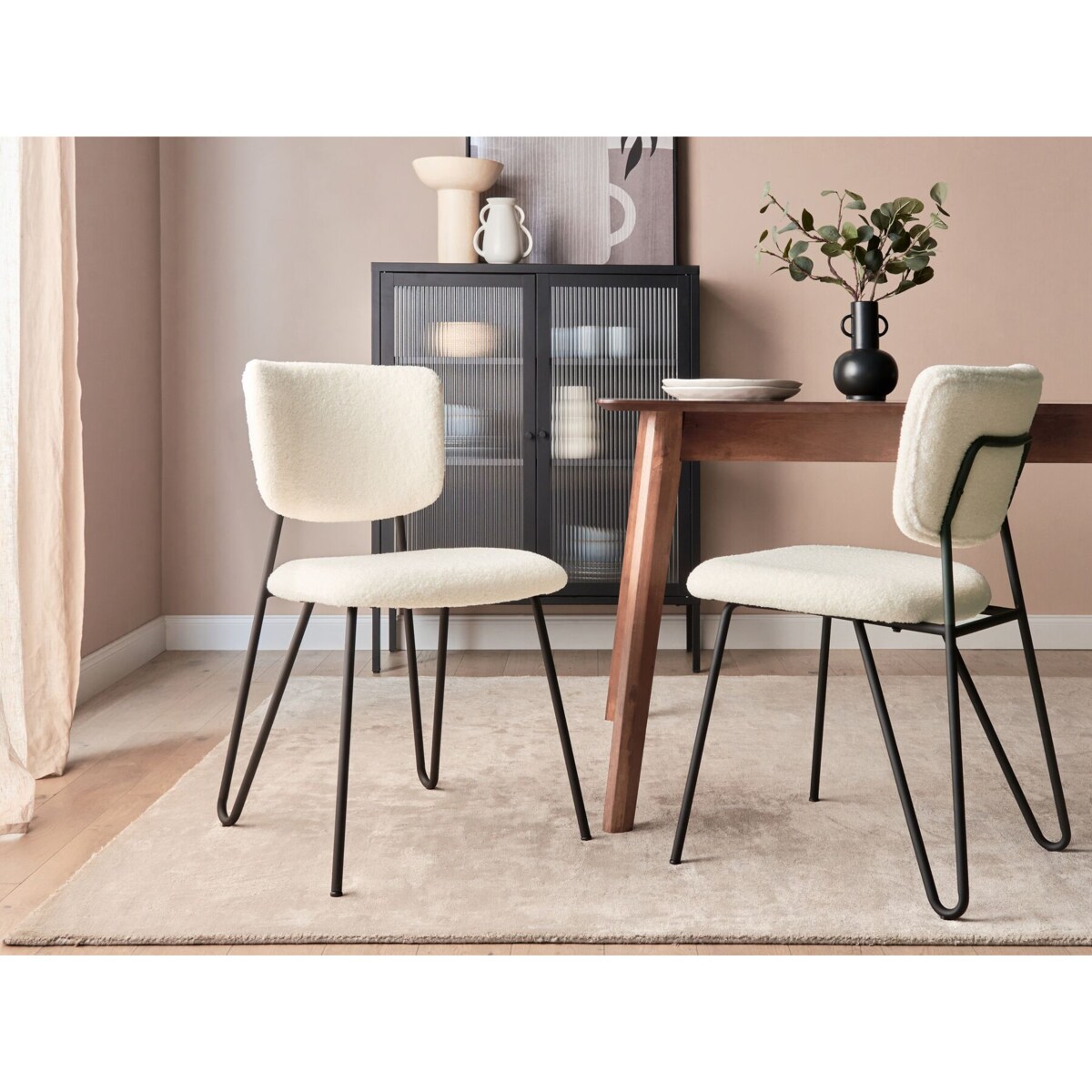 Zestaw 2 krzeseł do jadalni boucle złamana biel NELKO