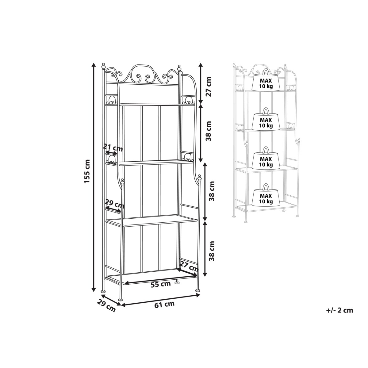 Regał ogrodowy metalowy 4 półki czarny ISERNIA