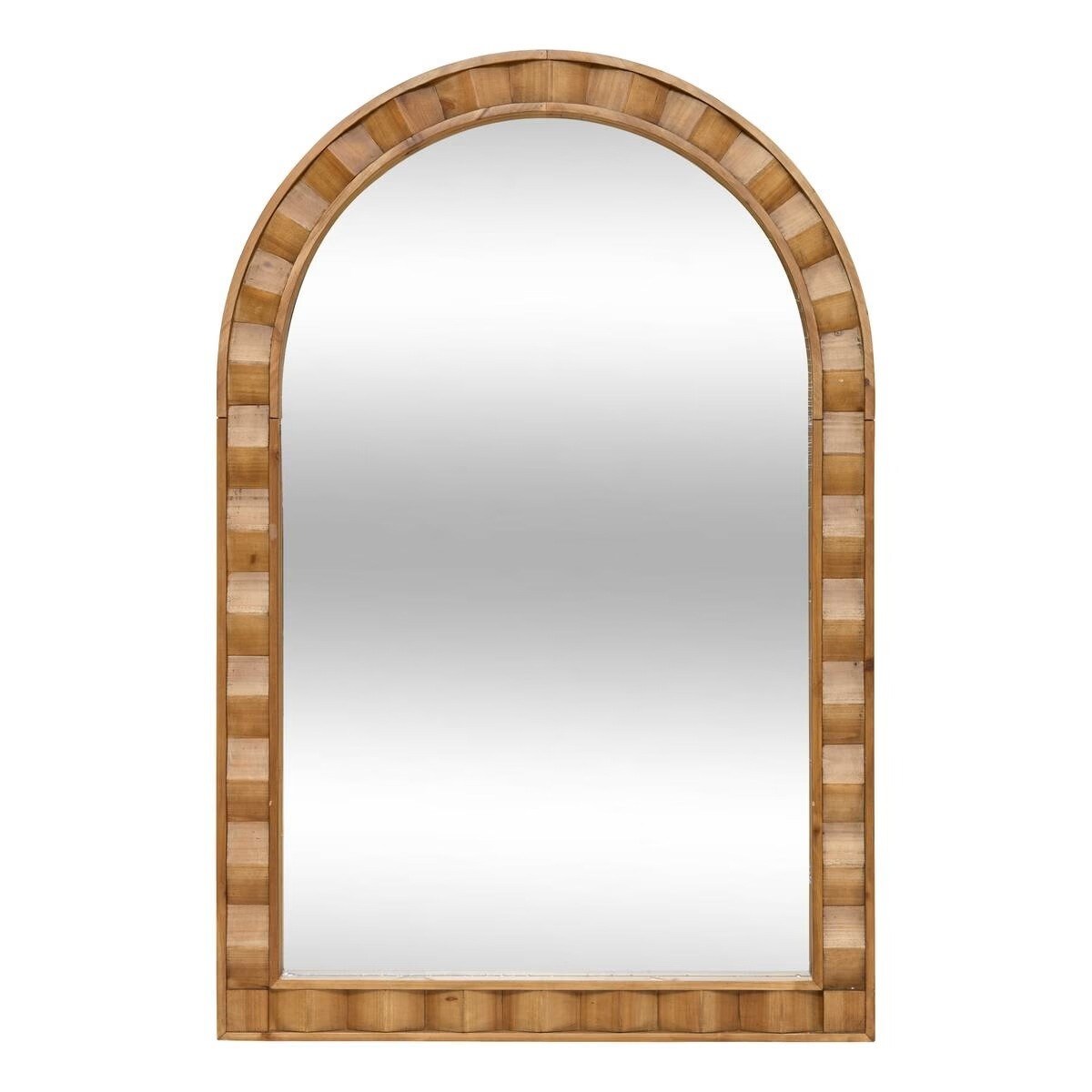 Lustro półowalne w drewnianej ramie, brązowe, 71x106 cm, Lucas