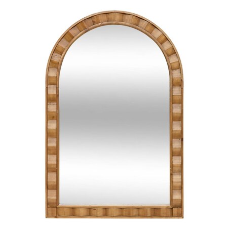 Lustro półowalne w drewnianej ramie, brązowe, 71x106 cm, Lucas