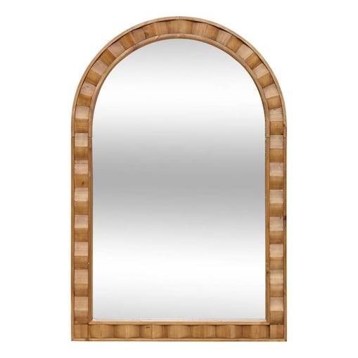 Lustro półowalne w drewnianej ramie, brązowe, 71x106 cm, Lucas