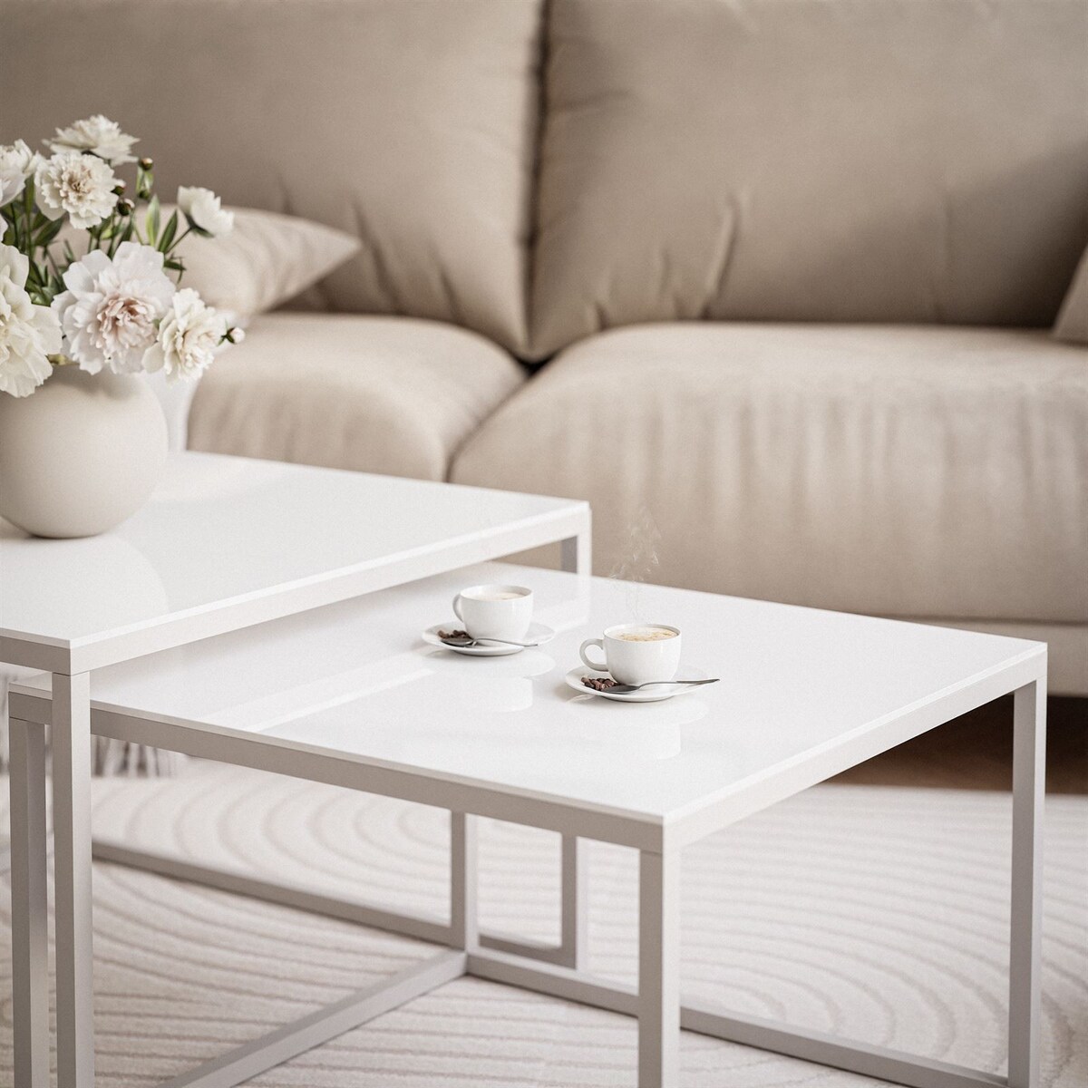 Stolik YOSHI 2w1 kaszmir białe szkło