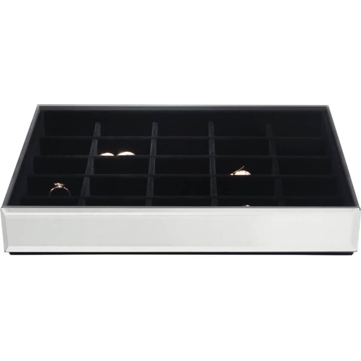 Szkatułka na biżuterię Stackers 25 komorowa classic velvet szklana z czarną wyściółką