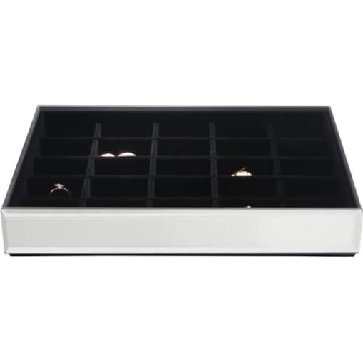 Szkatułka na biżuterię Stackers 25 komorowa classic velvet szklana z czarną wyściółką