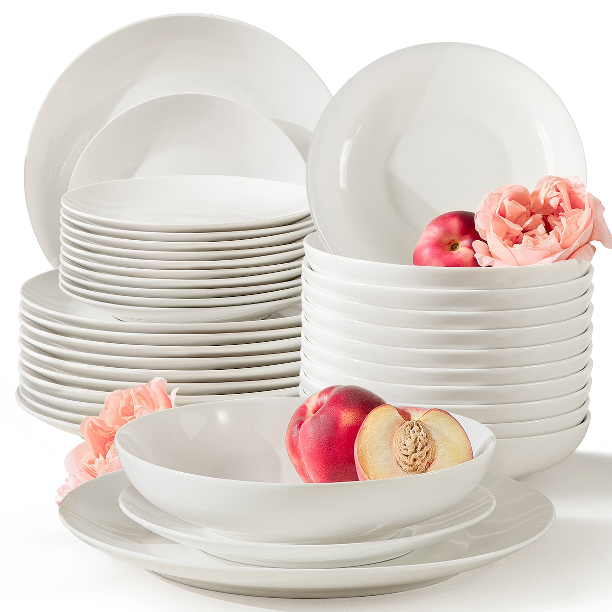 KONSIMO AD BELLA, Zestaw obiadowy 12 os. (36 el.), kolor ecru