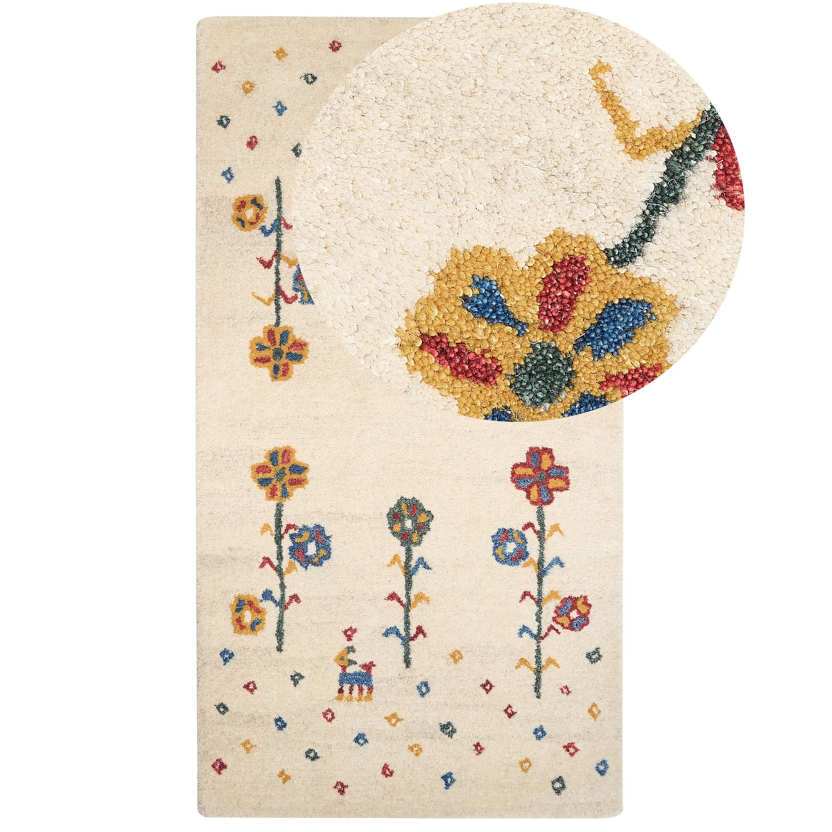 Dywan HUSUNLU Beżowy 80 x 150 cm Wełna Gabbeh