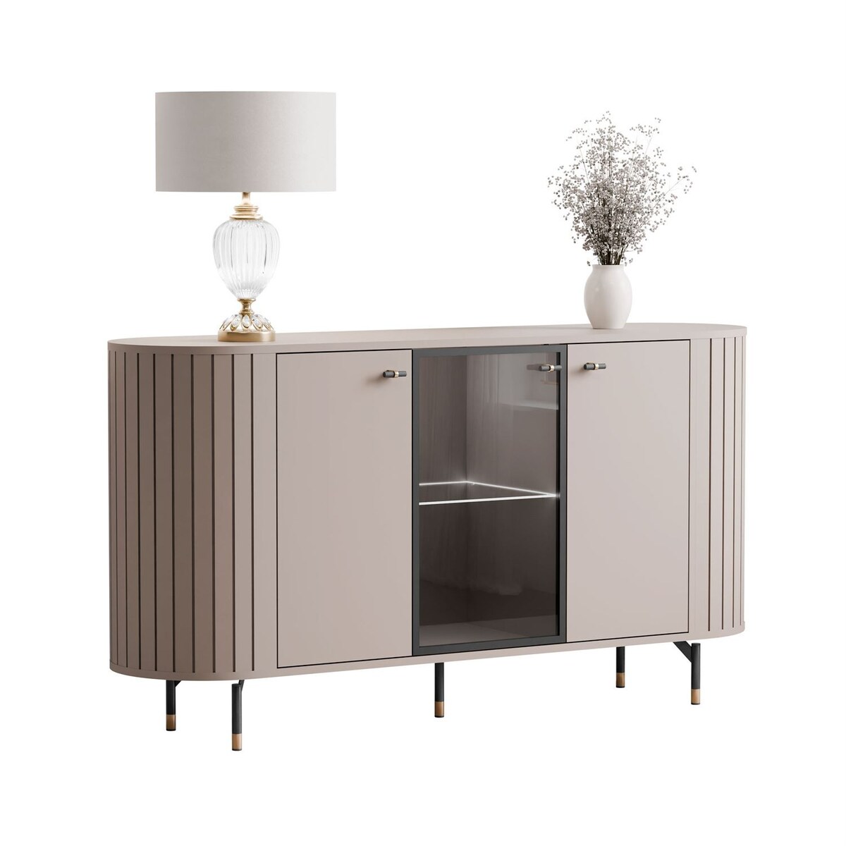 Komoda ELODIE 3D z oświetleniem LED kaszmir