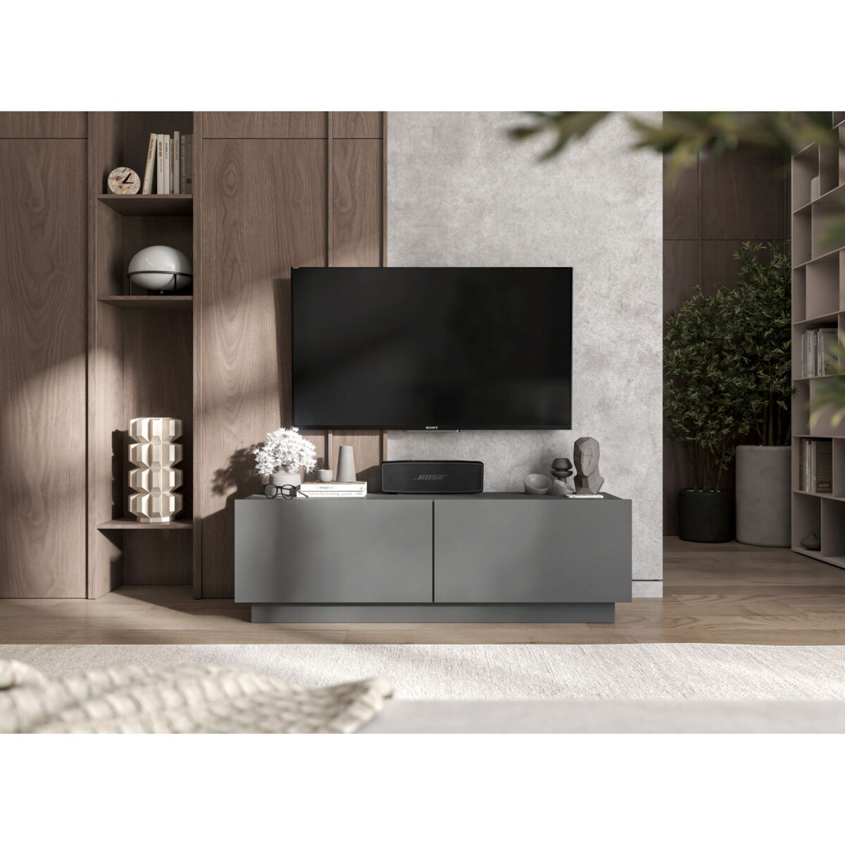 Szafka RTV Komoda Loft Industrialna stojąca / wisząca Grafit MAT 120 cm