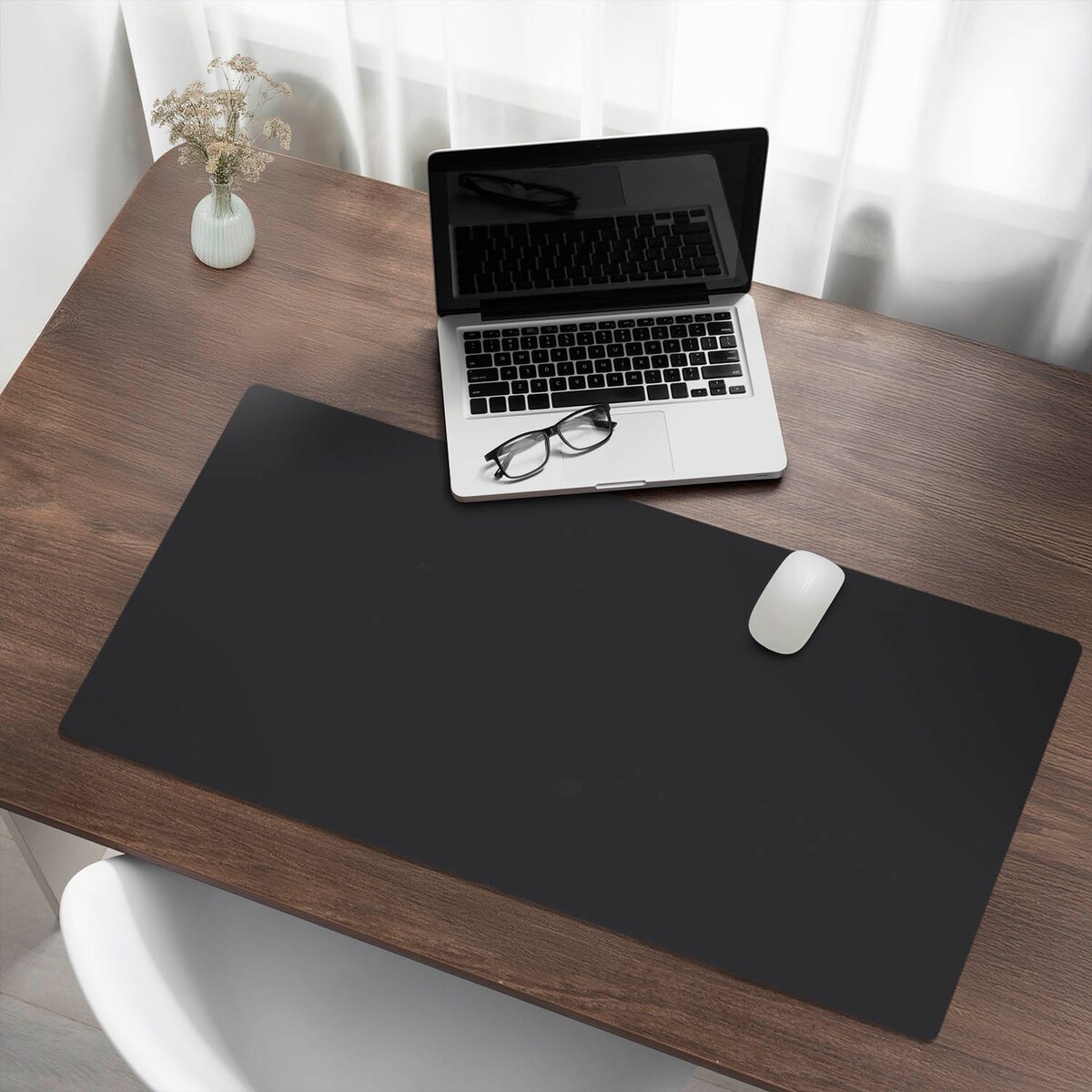 Czarna mata na biurko Kolor Ciemny grafitowy, 100x50 cm