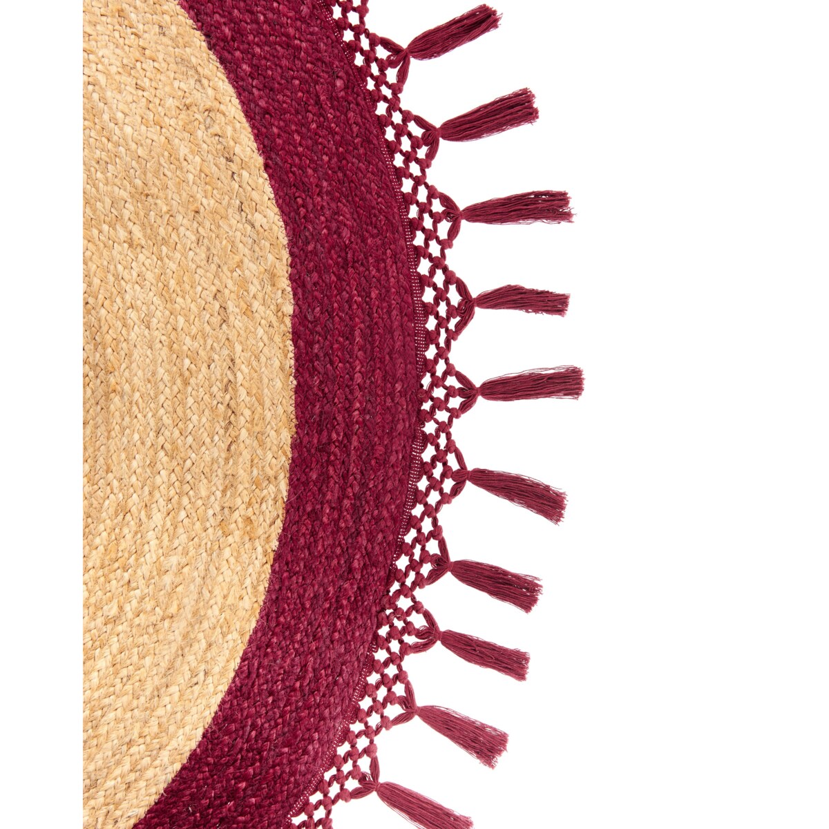 Dywan okrągły z juty 200 cm beżowy z czerwonym MARTS
