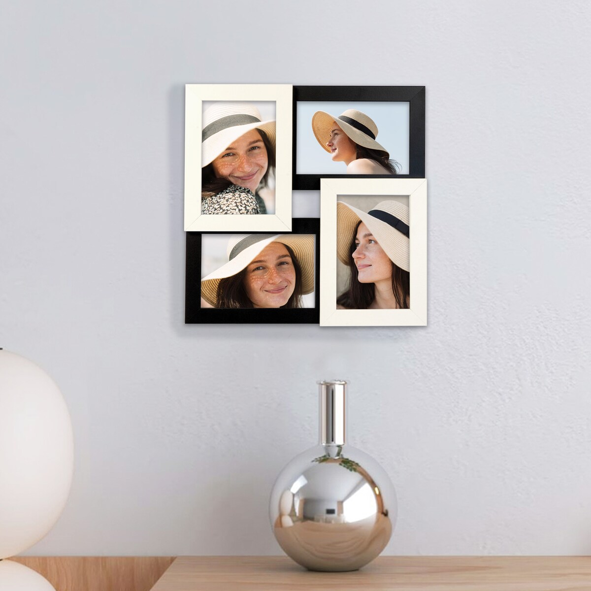 Multirama ramka na zdjęcia. Czarno-biała multirama na cztery zdjęcia 10x15 cm Ramka na zdjęcia 4 w 1 MULTI HEN 1-2 FRAMAI