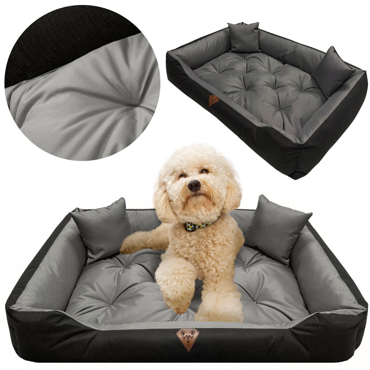 Legowisko Dla Psa Kanapa Posłanie 115X95 Cm Wodoodporne Poduszki Pikowane Szare