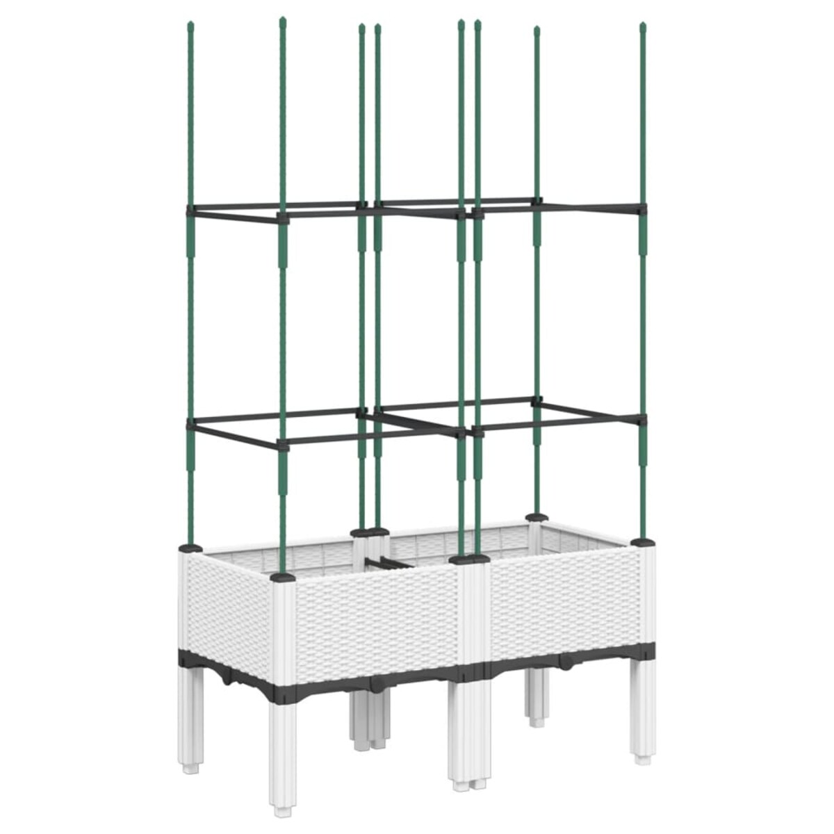 vidaXL Donica ogrodowa z kratką, biała, 80x40x142,5 cm, PP