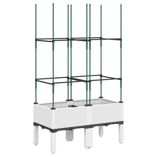 vidaXL Donica ogrodowa z kratką, biała, 80x40x142,5 cm, PP