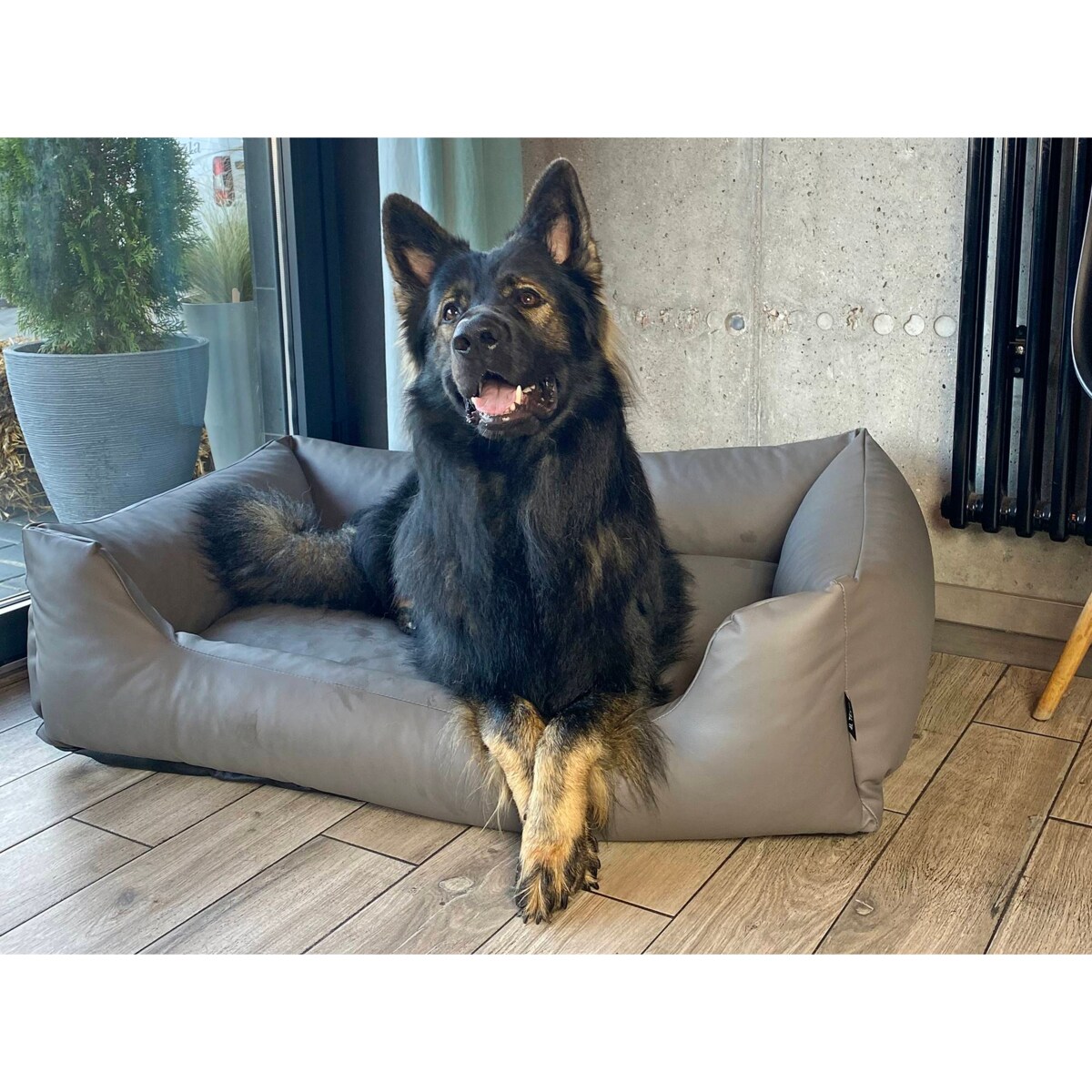 Legowisko dla psa z ekoskóry MARIO, 100x70 cm, Szary