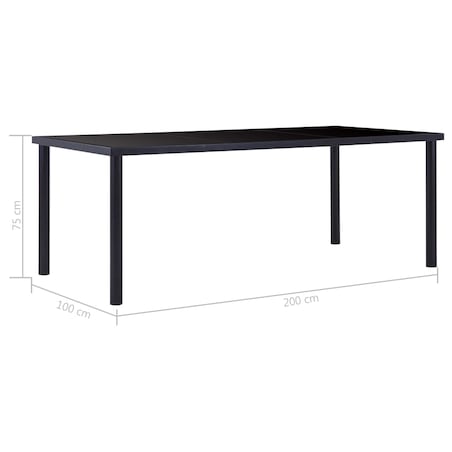 vidaXL Stół jadalniany, czarny, 200 x 100 x 75 cm, hartowane szkło