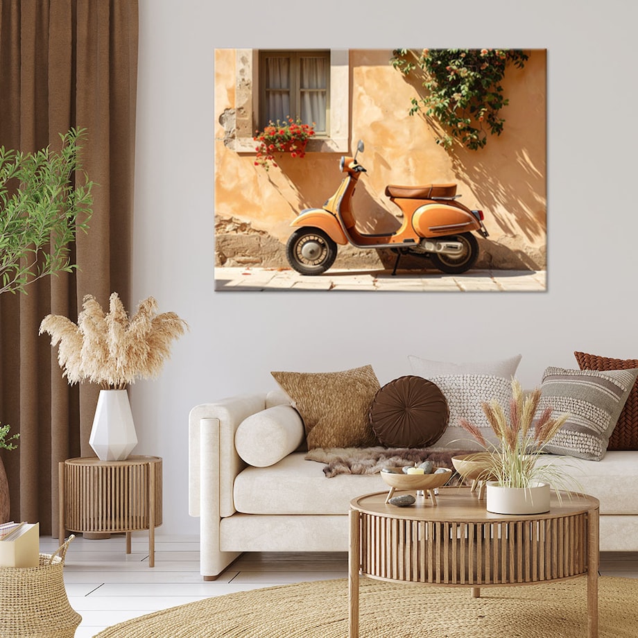 Obraz do salonu sypialni jadalni biura hotelu, Skuter Vespa Toskania 90x60 cm