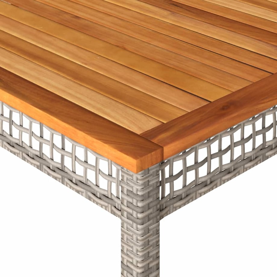 vidaXL Stół ogrodowy, szary, 180x90x75 cm, polirattan i akacja
