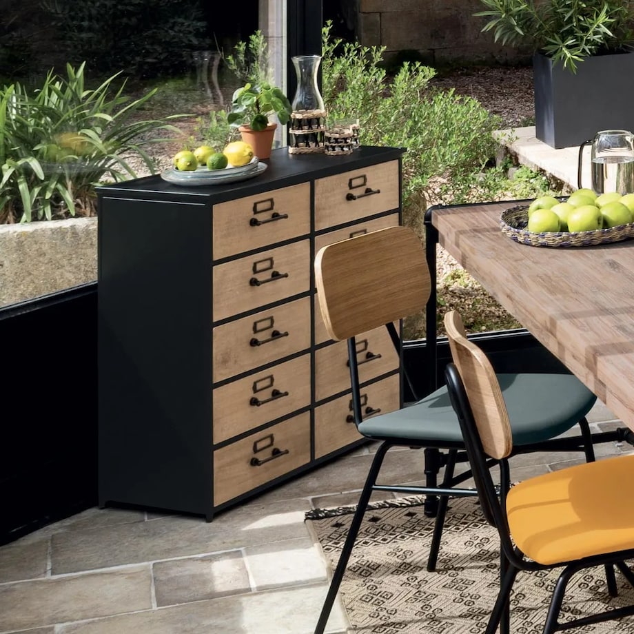 Komoda metalowa na kółkach z 10 szufladami Baris