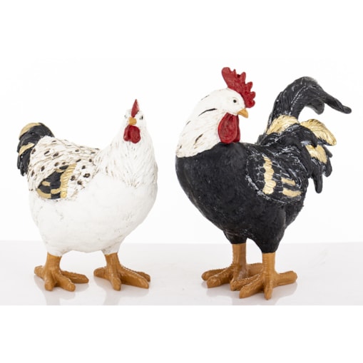 Dekoracja - kolorowa KURA I KOGUT 21x19x9 i 18x14,5x8,5 cm PLOMFEE