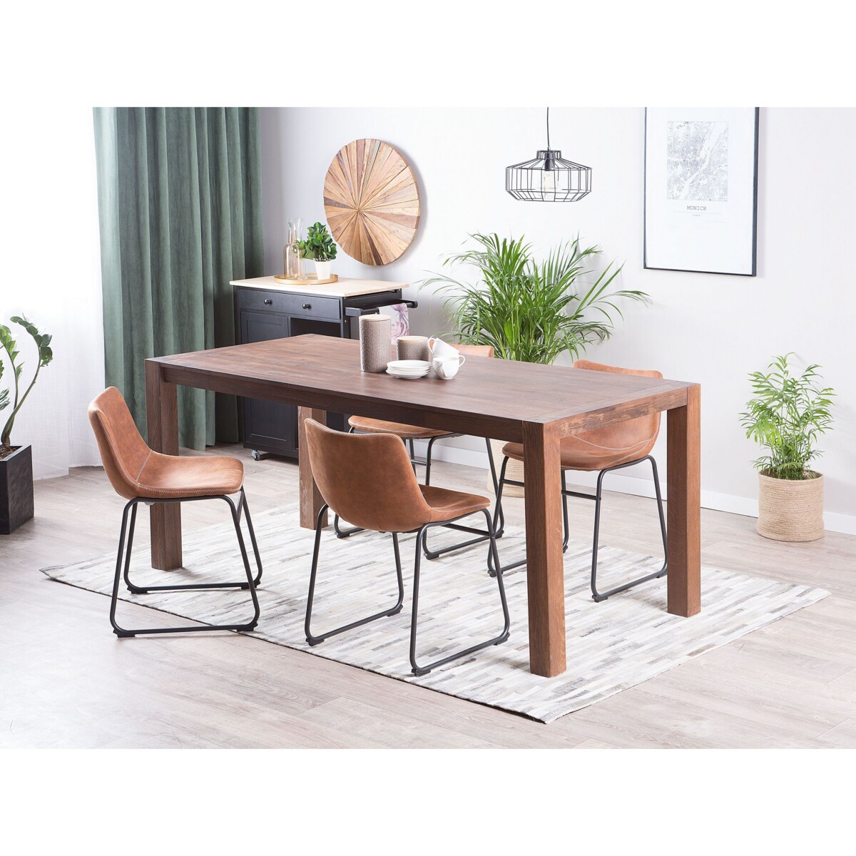 Stół do jadalni dębowy 180 x 85 cm ciemne drewno NATURA