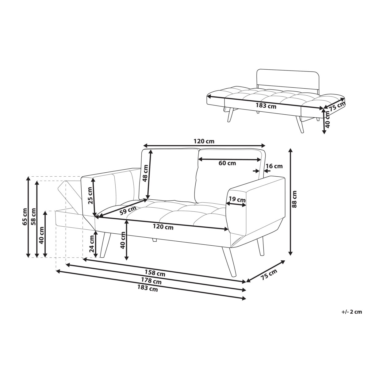 Sofa rozkładana ciemnoszara BREKKE