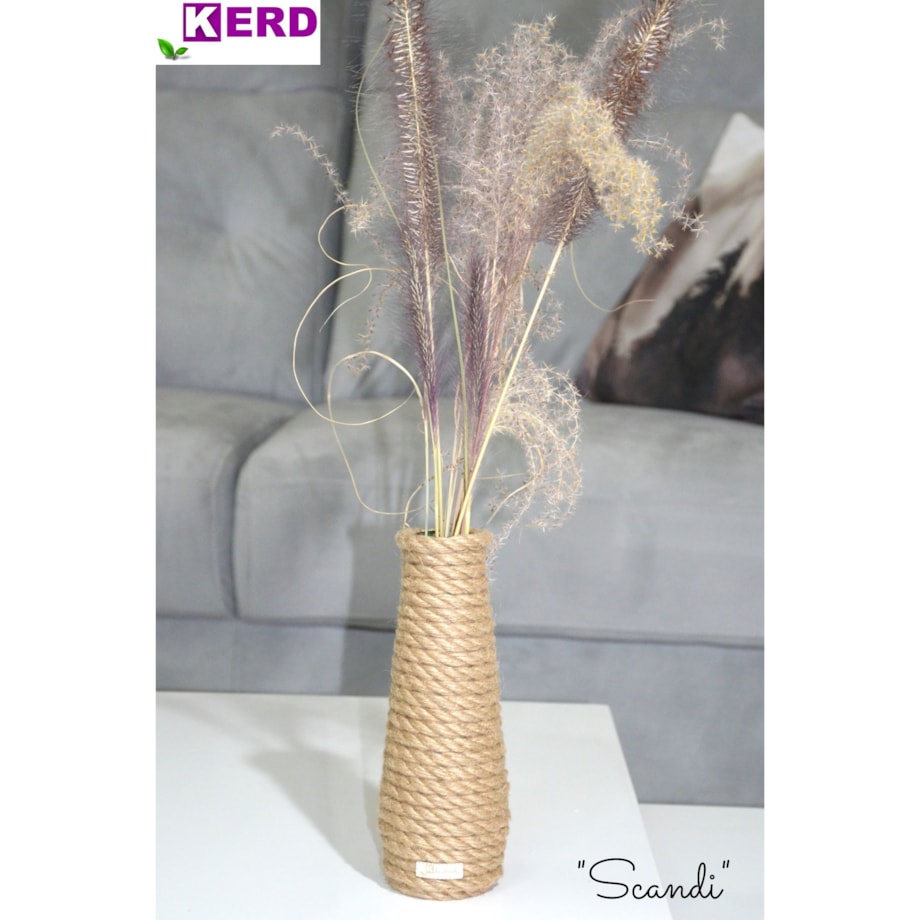 Wazon SCANDI w stylu BOHO jutowy do suszonej trawy i kwiatów * pleciony sznurek jutowy naturalny do trawy pampasowej kompozycji h 23 cm styl skandynawski