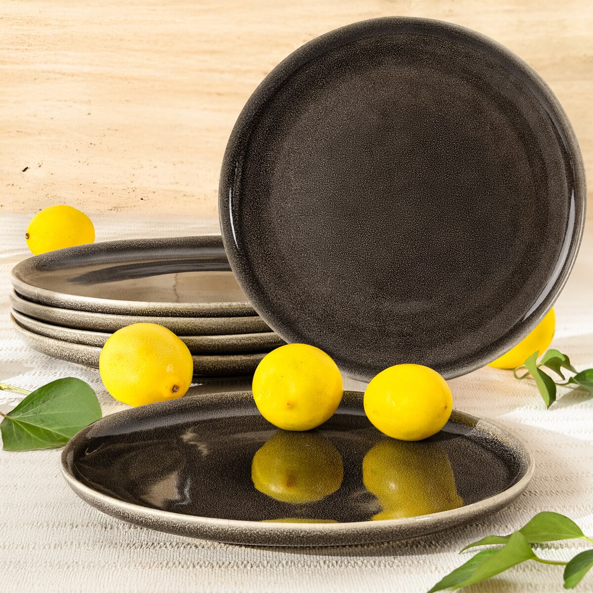 EDA Talerz obiadowy 6 szt., brązowy/szary/beżowy