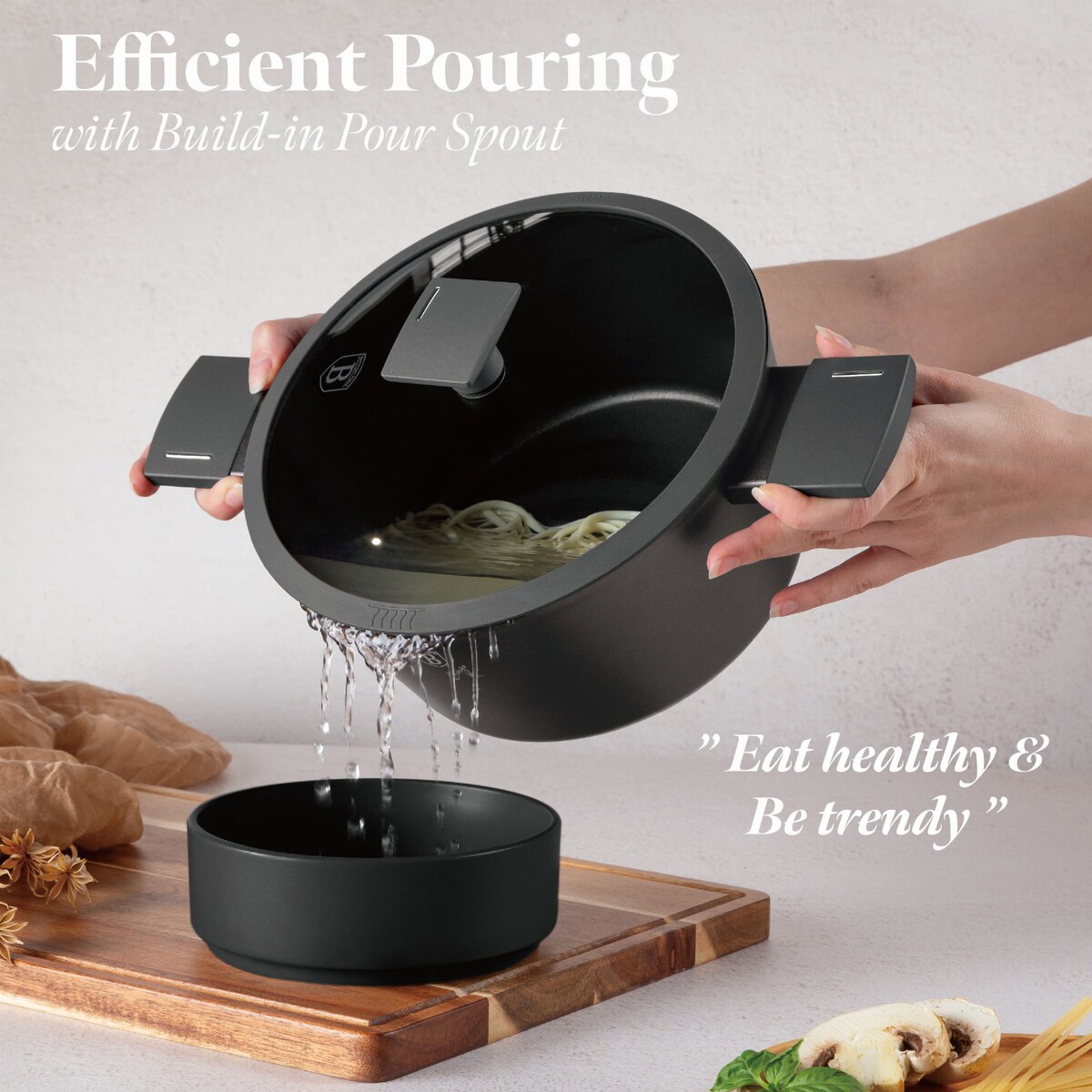 Garnek tytanowy z pokrywką 28cm 6.1L BERLINGER HAUS Antracit