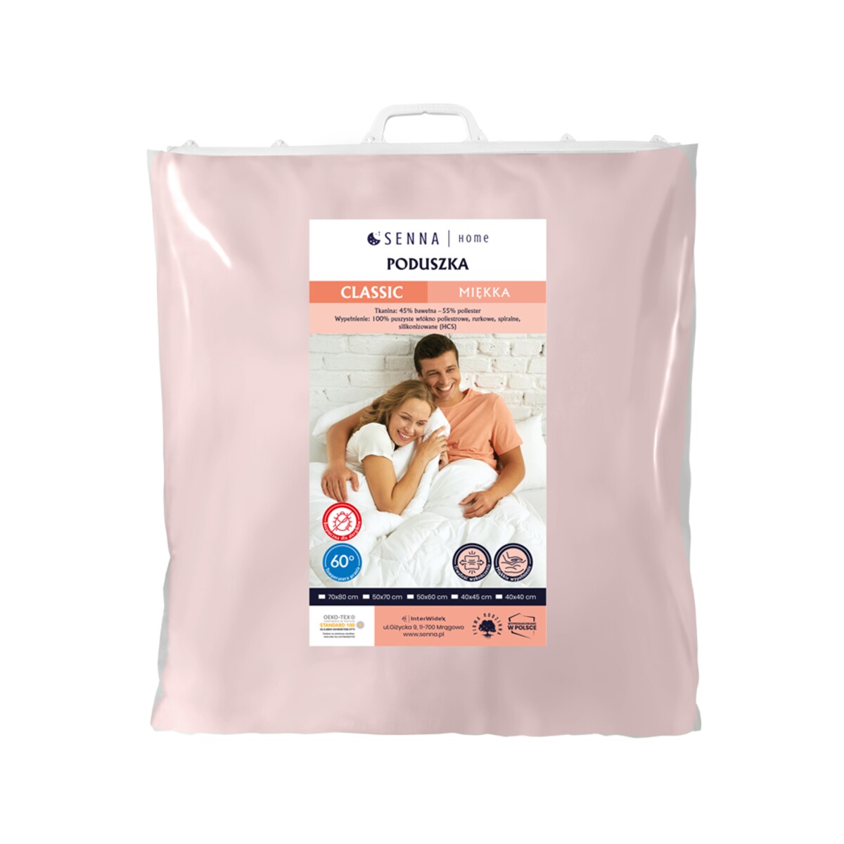 Poduszka 70x80 CLASSIC MIĘKKA Różowa