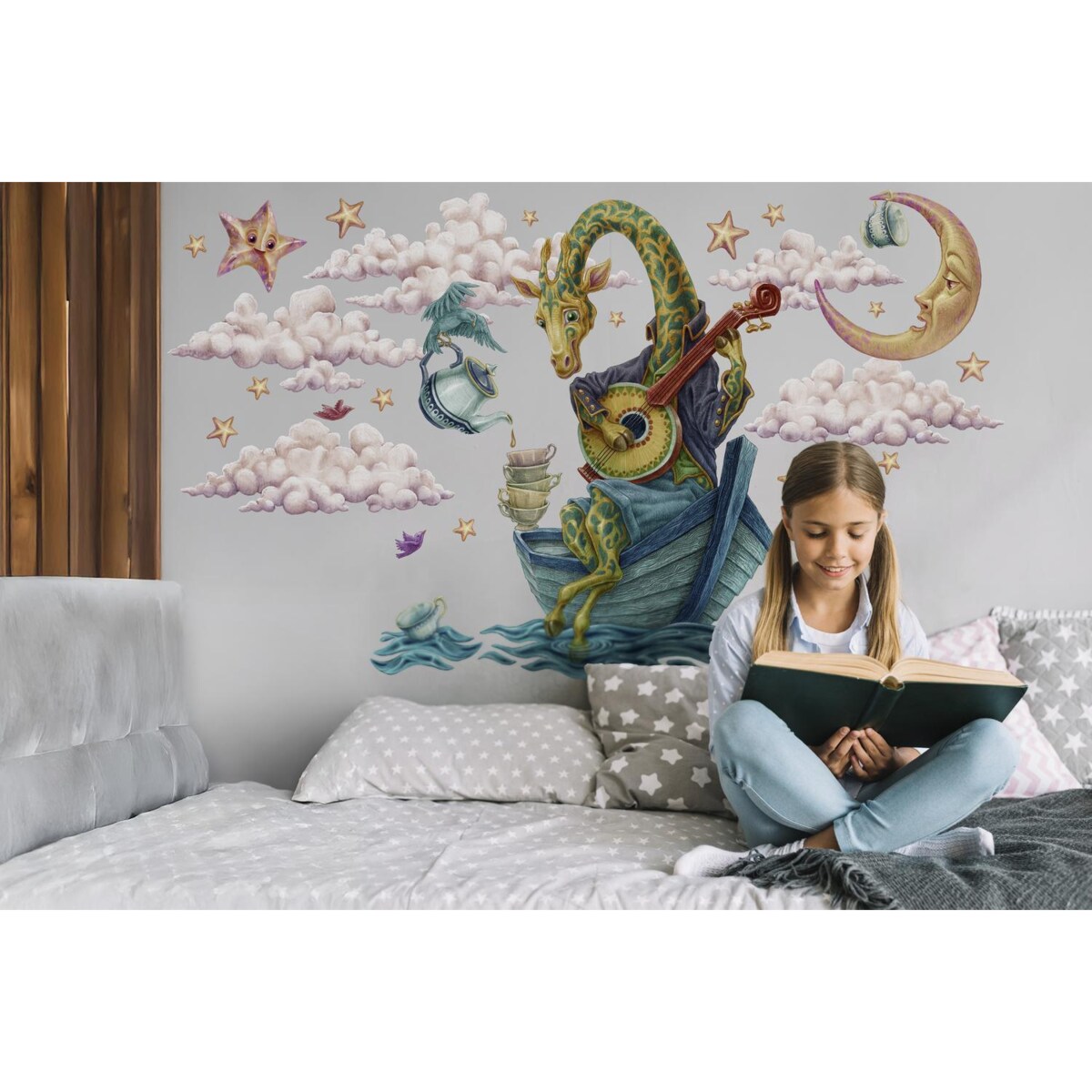 Zestaw naklejek na ścianę, Zwierzęta z bajki - żyrafa, 130cm