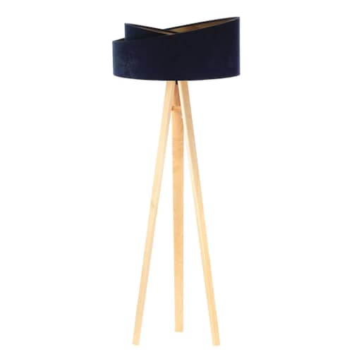 Lampa stojąca GEMSTONE granatowa/złota/sosna