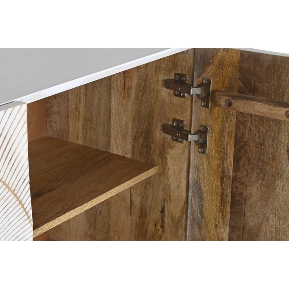 Komoda duża z drewna mango biało-złota Mandala